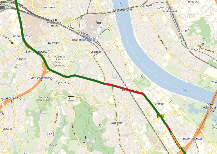 Route tagged with traffic